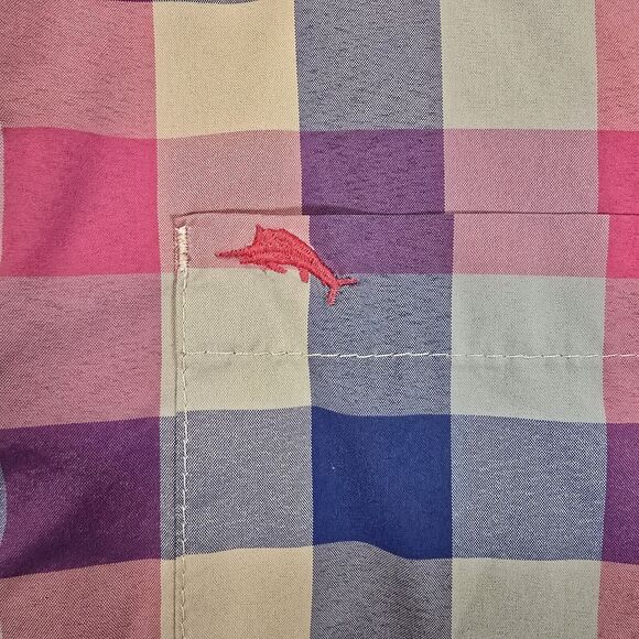 Tommy Bahama Siesta Key Check Collection Pink Blue Men's Large Long Sleeve - Picture 4 of 11